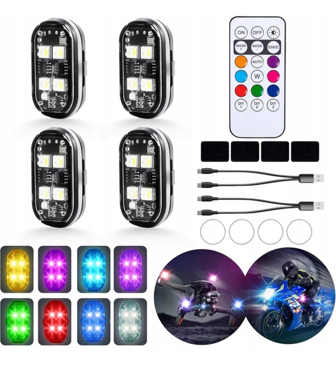 TwojaBryczka: MEGA Zestaw 6x Bezprzewodowe Lampy Stroboskopowe LED RGB + Pilot