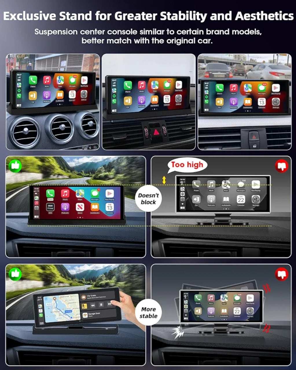 TwojaBryczka: SmartDrive Pro 10.26" – Bezprzewodowy Ekran CarPlay & Android Auto z Kamerą Cofania (Uniwersalny)