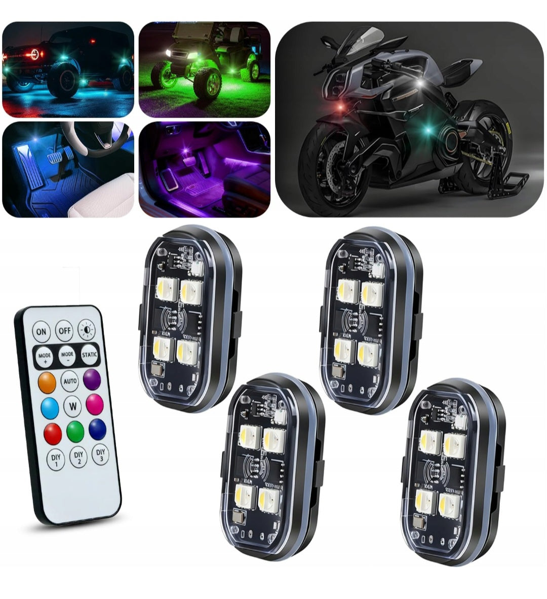 TwojaBryczka: MEGA Zestaw 6x Bezprzewodowe Lampy Stroboskopowe LED RGB + Pilot